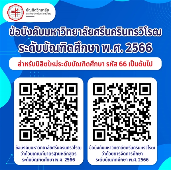 ข้อบังคับมหาวิทยาลัยศรีนครินทรวิโรฒ ระดับบัณฑิตศึกษา พ.ศ. 2566