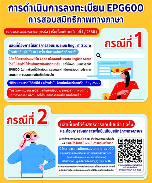 การดำเนินการลงทะเบียน EPG600 เพื่อการสอบสมิทธิภาพทางภาษา